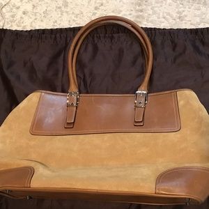 Vintage Coach XL Hamptons Camel Tan Suede Satchel